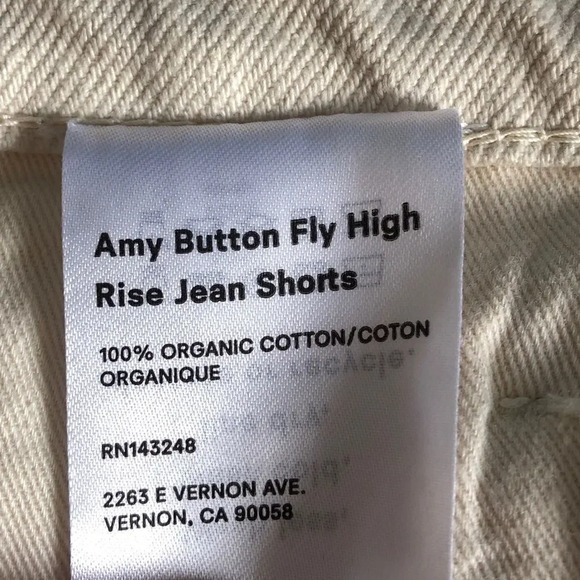 Reformation Amy Button Fly High Rise Cutoff Denim Shorts in Bone - Picture 7 of 8